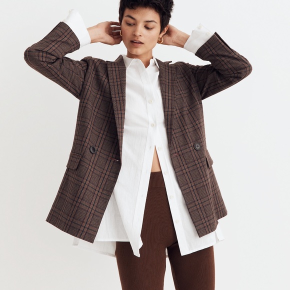 New MADEWELL Caldwell Double-Breasted Blazer in Hedden Plaid - Picture 2 of 6